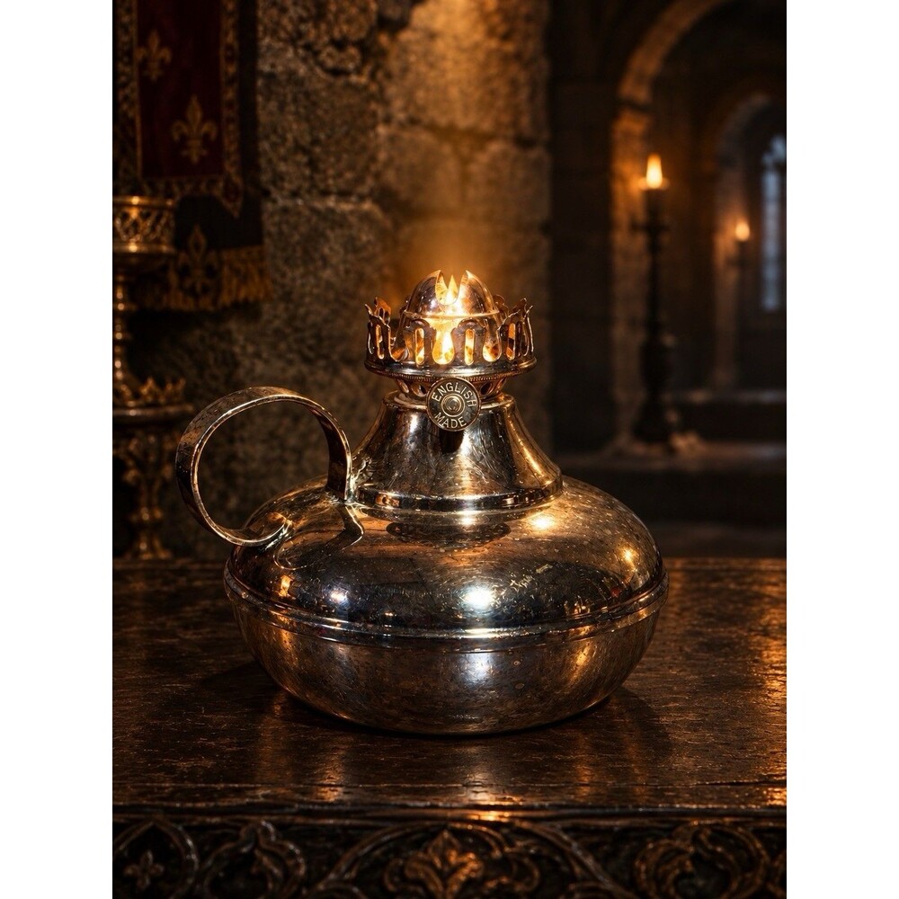 🔥Vintage Silver Plated Patina Wallace Oil Lamp #9065 With Wick- Working